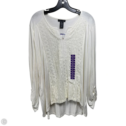Lace Top Long Sleeve By Rbx In Cream, Size: Xxl