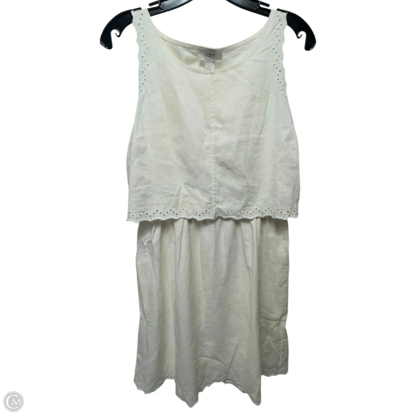 Linen Blend Dress Casual Short By Loft In Cream, Size: 8