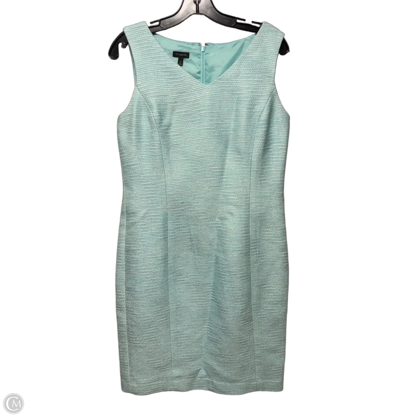 Tweed Sheath Dress Casual Short By Talbots In Aqua, Size: 8