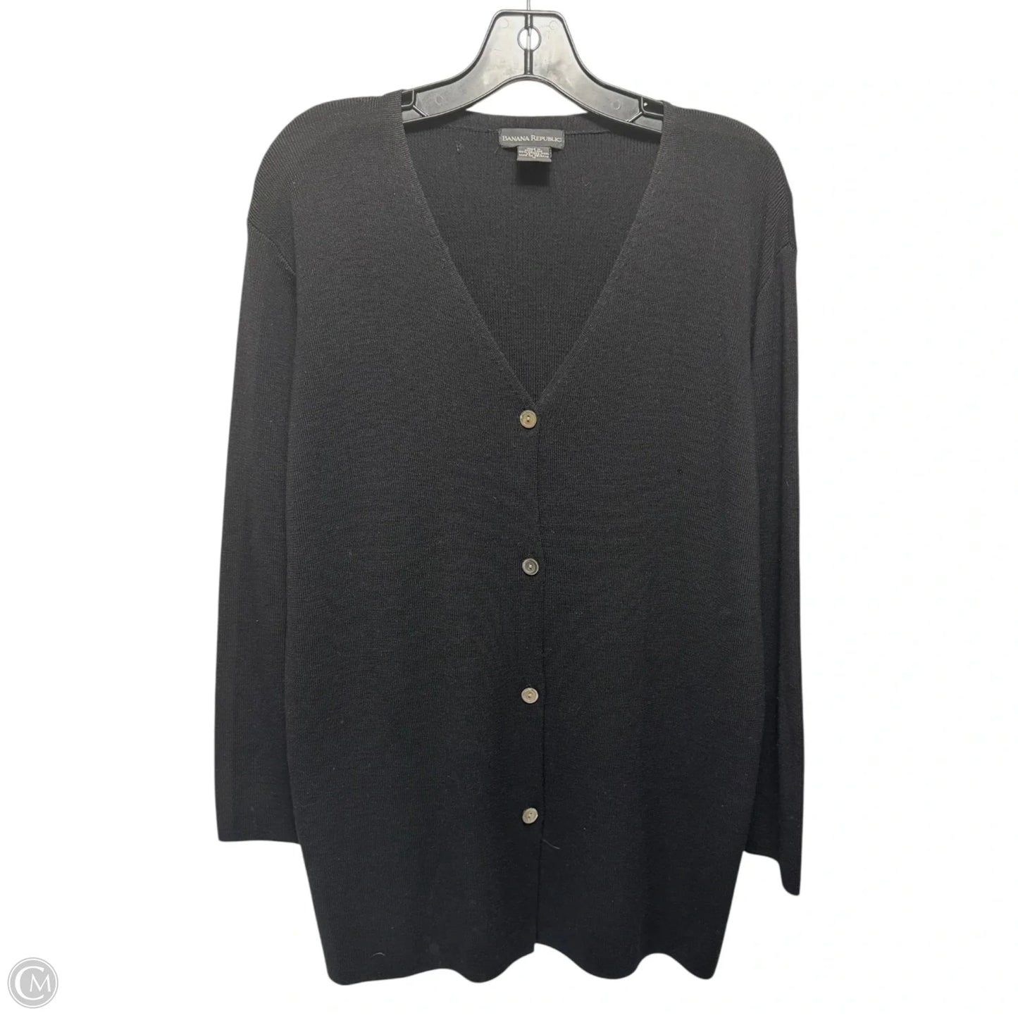 Merino Wool Sweater Cardigan By Banana Republic In Black, Size: M