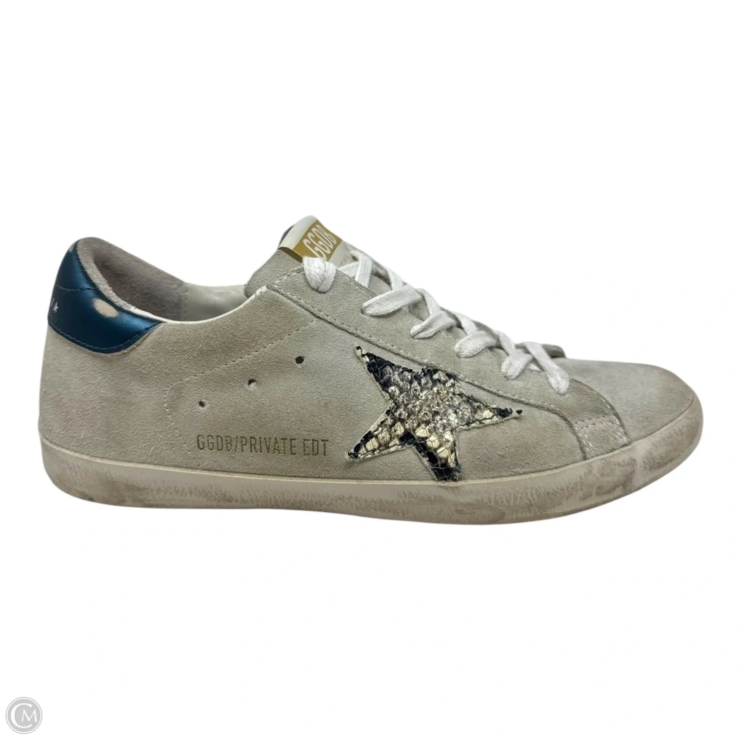 Superstar Private Edition Snakeskin Sneakers Shoes Luxury Designer By Golden Goose In White, Size: 7.5 (IT 38)