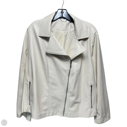 Faux Leather Jacket By Chicos In Cream, Size: Xl
