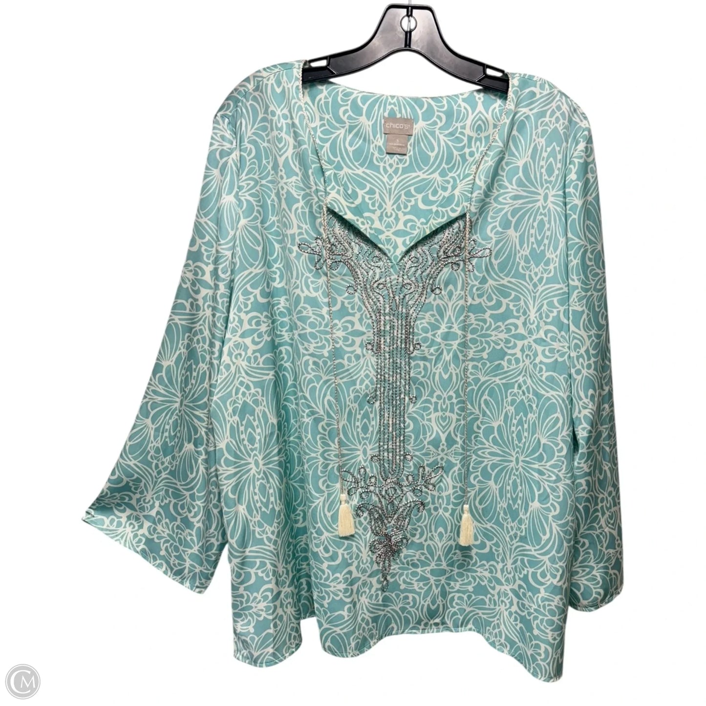 Top Long Sleeve By Chicos In Floral Print, Size: Xl