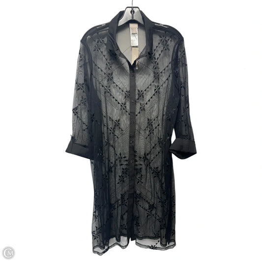 Mesh Collared Tunic By Chicos In Black, Size: Xl