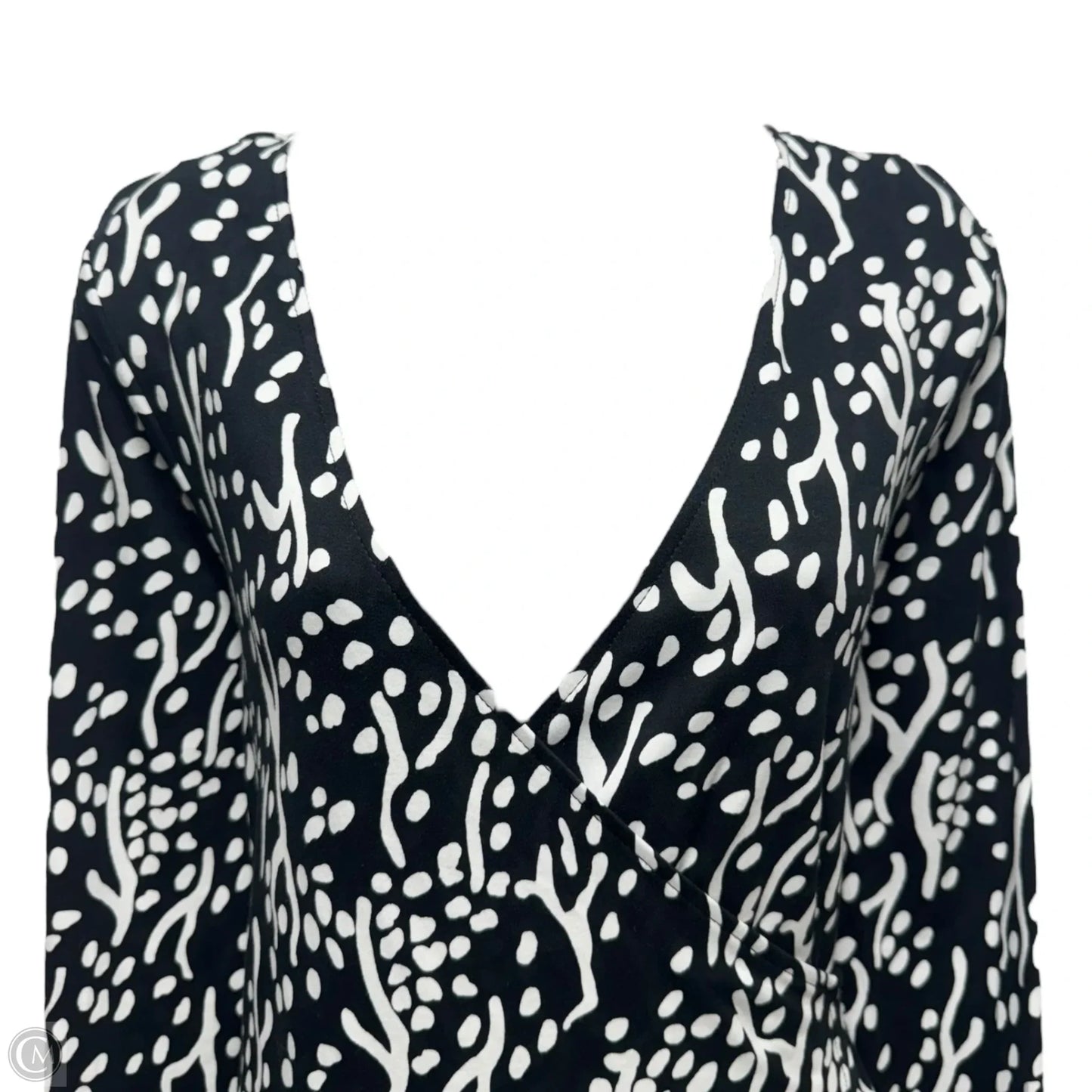 Long Sleeve Midi Wrap Dress Designer By Diane Von Furstenberg X Target In Sea Spots Black, Size: S