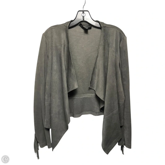 Fringe Sleeve Jacket By Karen Kane In Grey, Size: M
