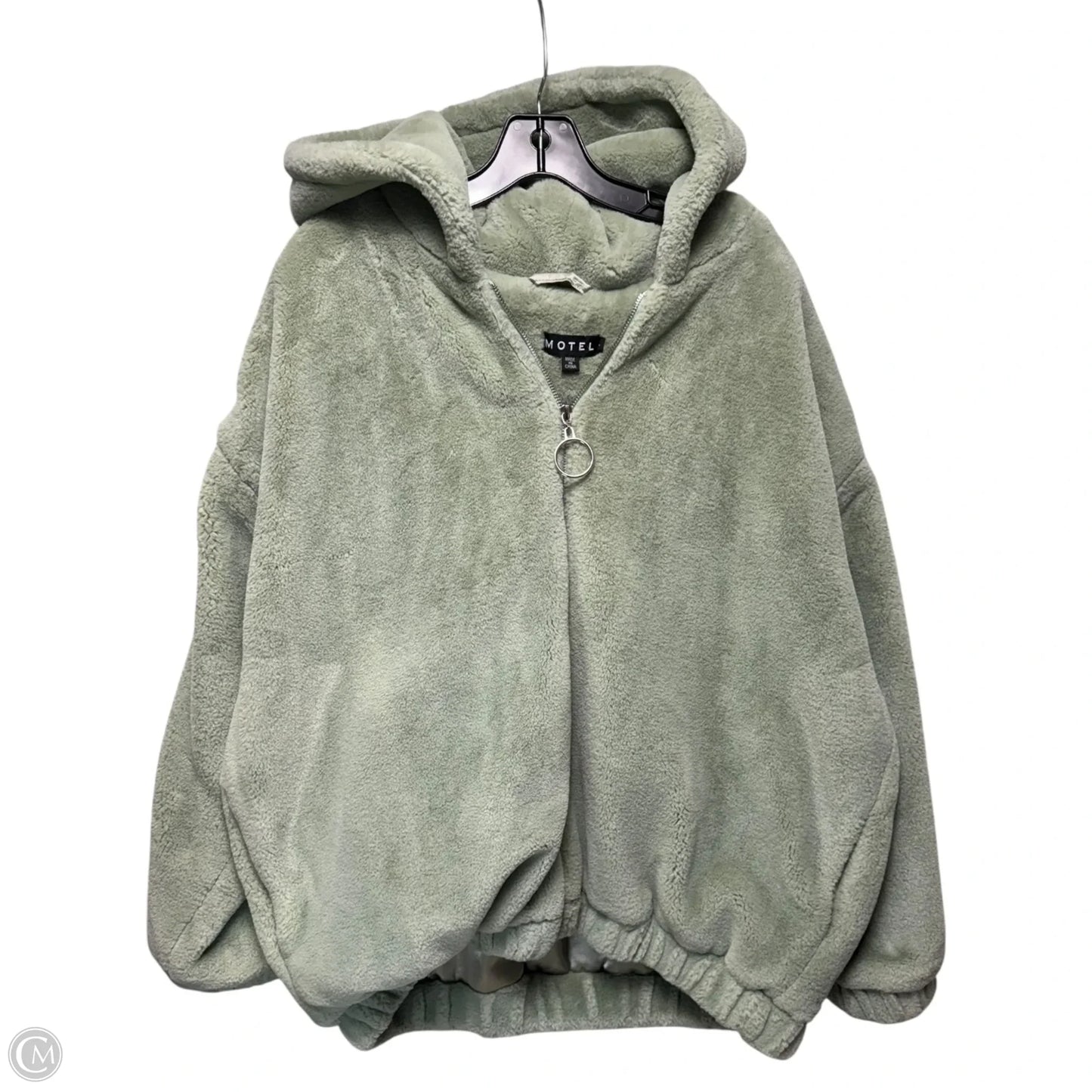 Hooded Jacket Faux Fur & Sherpa By Motel In Green, Size: L