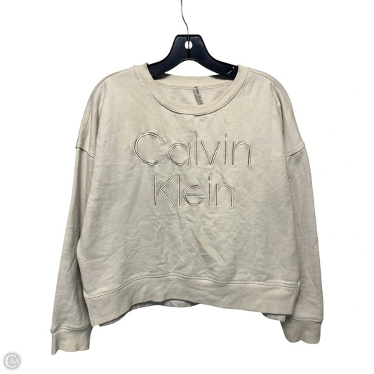 Sweatshirt Collar By Calvin Klein In Tan, Size: L
