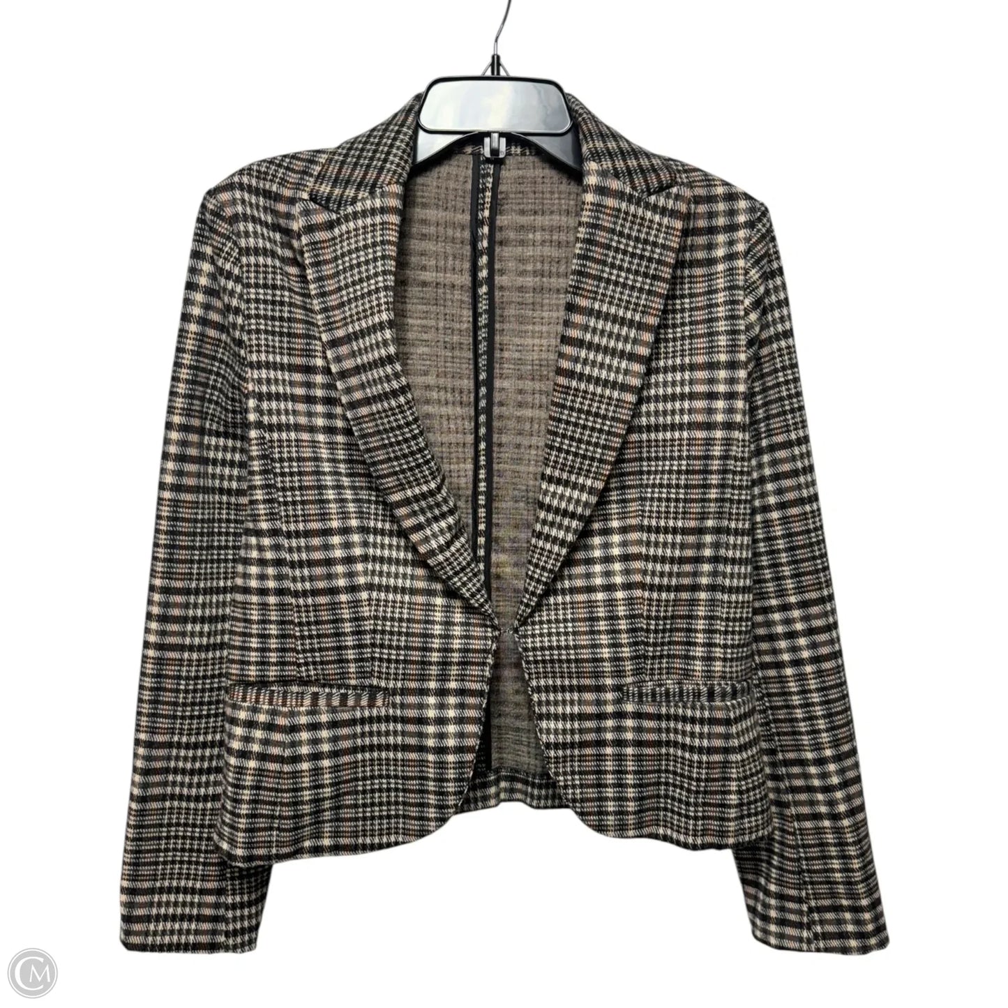 Cropped Blazer By Amanda + Chelsea In Plaid Pattern, Size: M