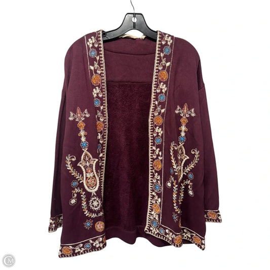 Embroidered Cardigan By Soft Surroundings In Maroon, Size: M