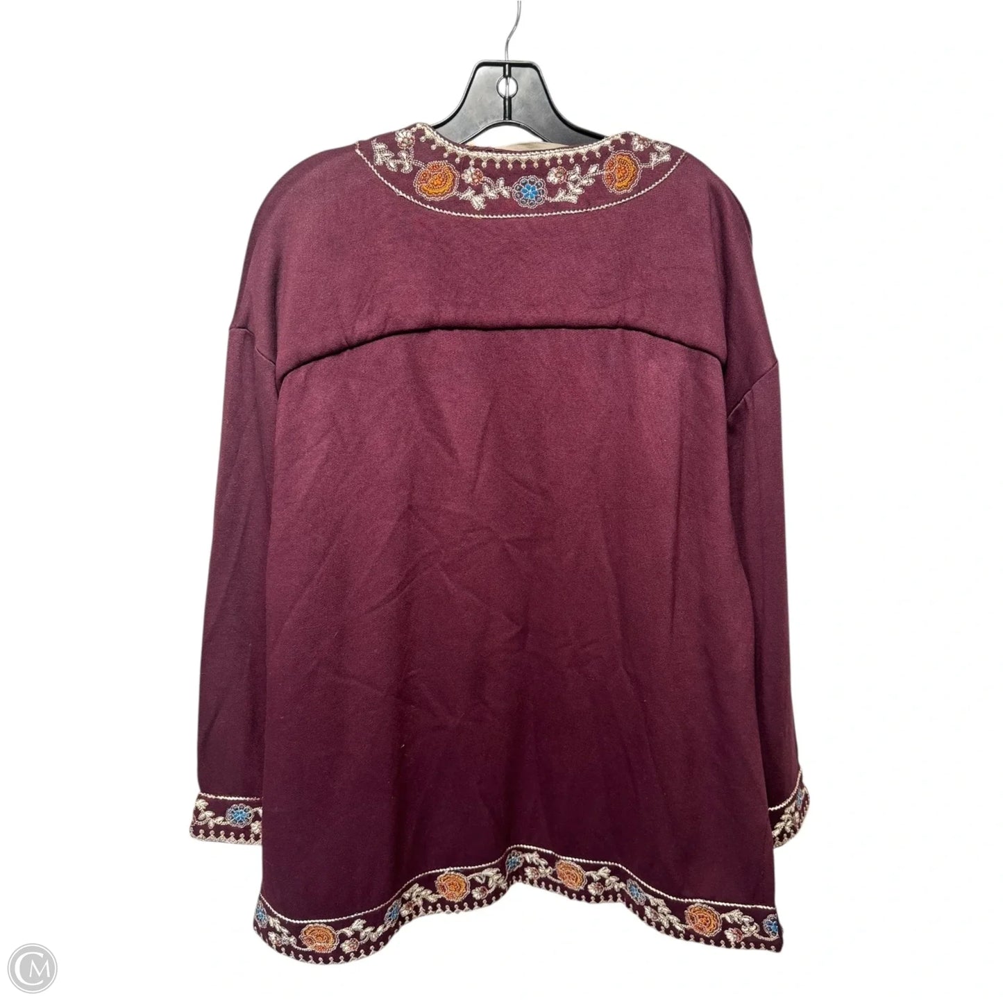 Embroidered Cardigan By Soft Surroundings In Maroon, Size: M