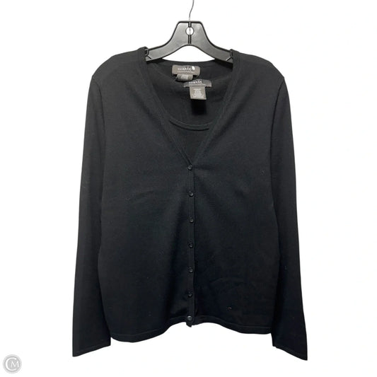 Silk Blend Sweater & Tank By George In Black, Size: 16