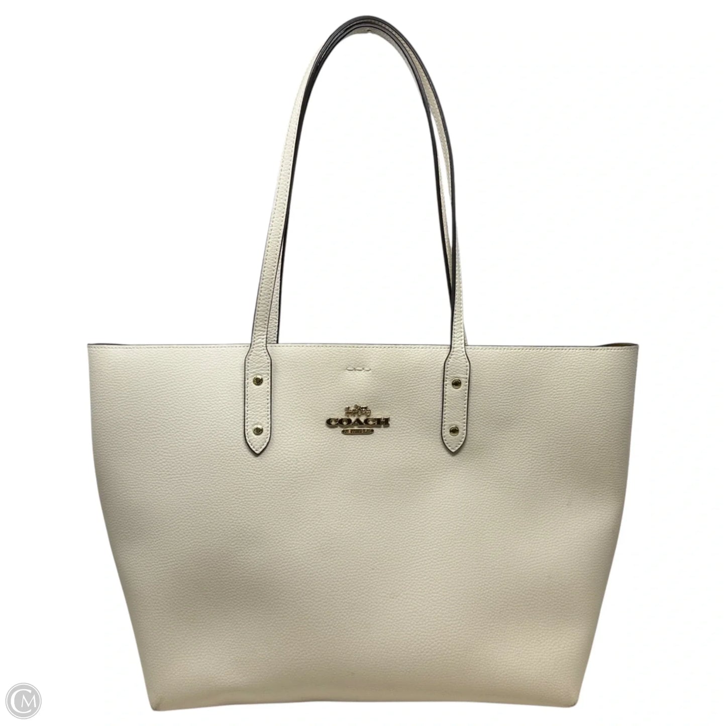 Leather Town Tote Designer By Coach, Size: Large