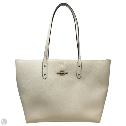 Leather Town Tote Designer By Coach, Size: Large