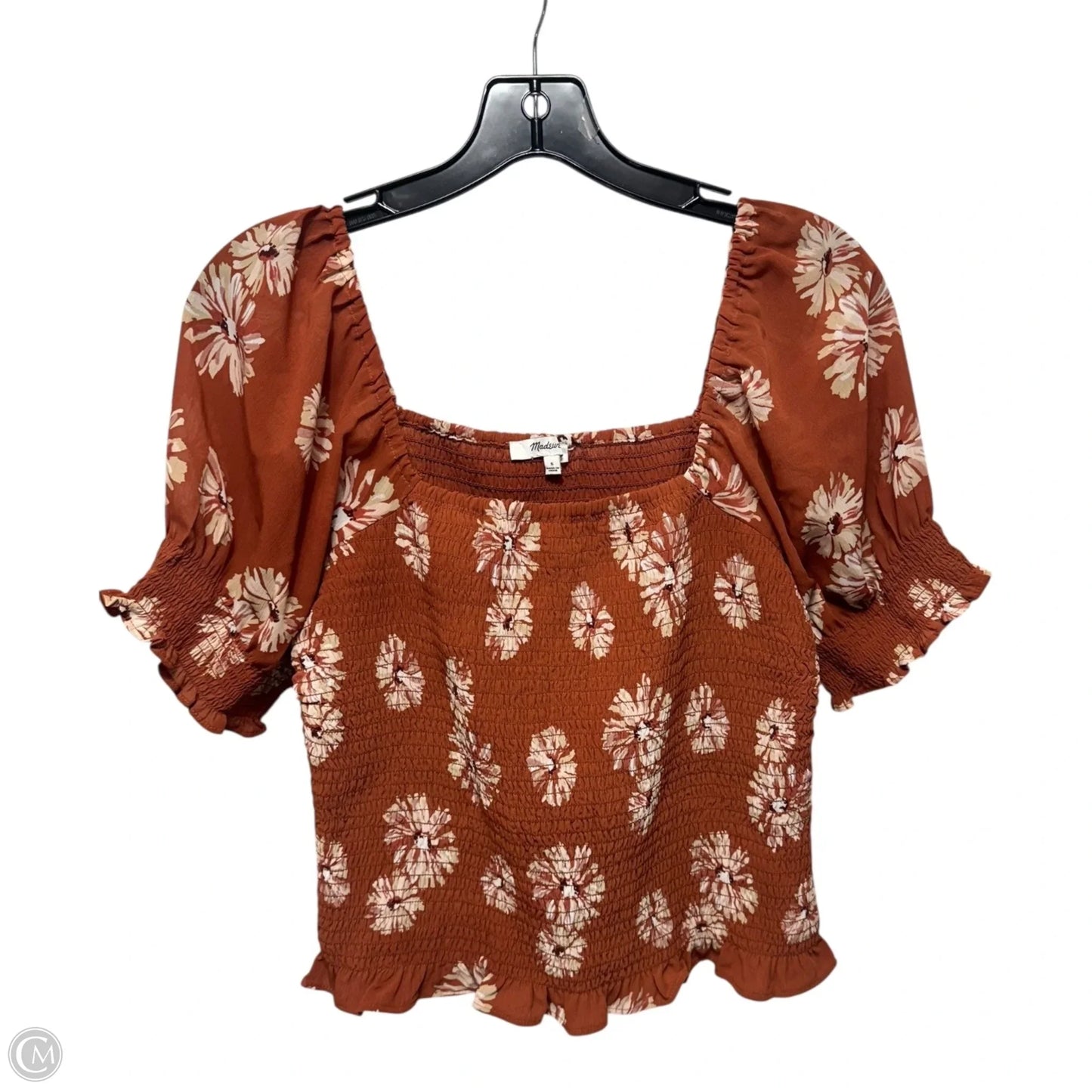 Smocked Top Short Sleeve By Madewell In Floral Print, Size: S