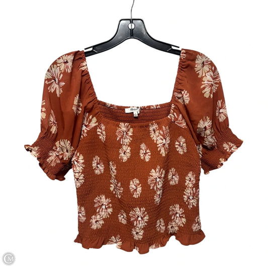 Smocked Top Short Sleeve By Madewell In Floral Print, Size: S