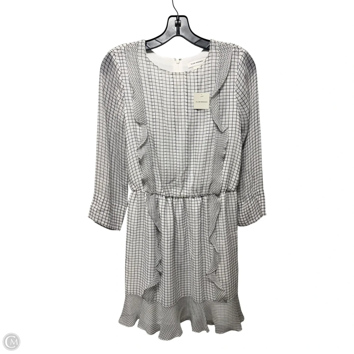 Silk Dress Casual Short By Club Monaco In Plaid Pattern, Size: 0
