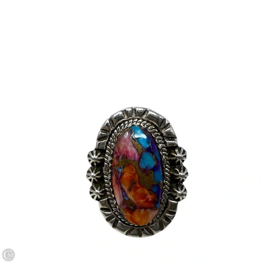 Sterling Silver & Spiny Oyster Turquoise Statement Ring, Size: 9