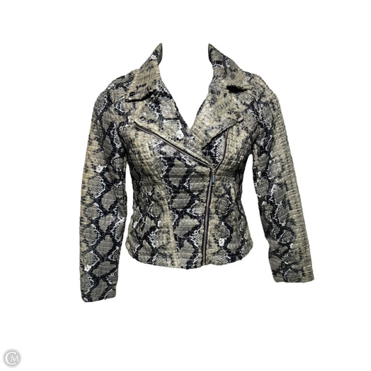 Jacket Moto By Rino & Pelle In Snakeskin Print, Size: M