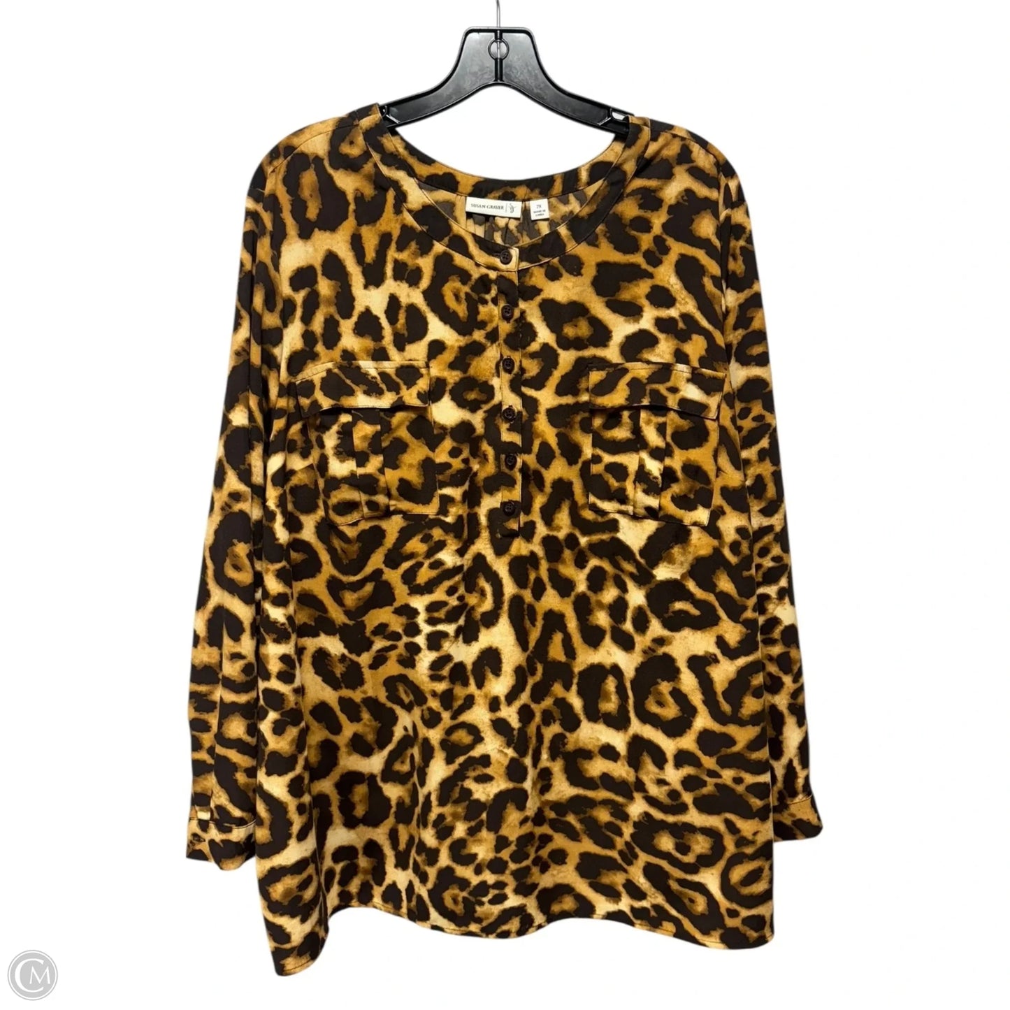 Top Long Sleeve By Susan Graver In Animal Print, Size: 2X