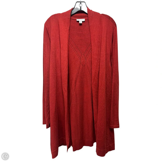 Sweater Cardigan By Susan Graver In Red, Size: 2x