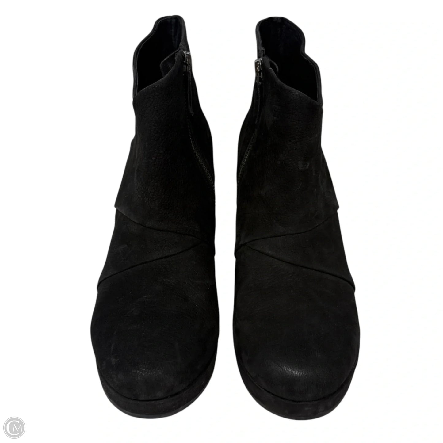 Coax Soft Grained Texture Leather Platform Booties By Eileen Fisher In Black, Size: 10