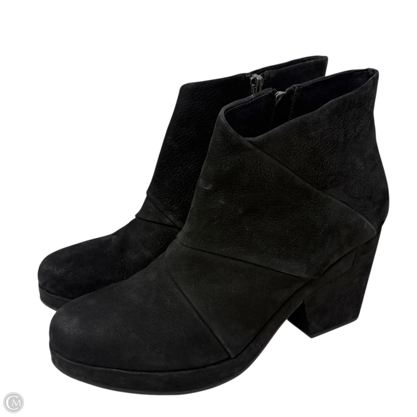 Coax Soft Grained Texture Leather Platform Booties By Eileen Fisher In Black, Size: 10