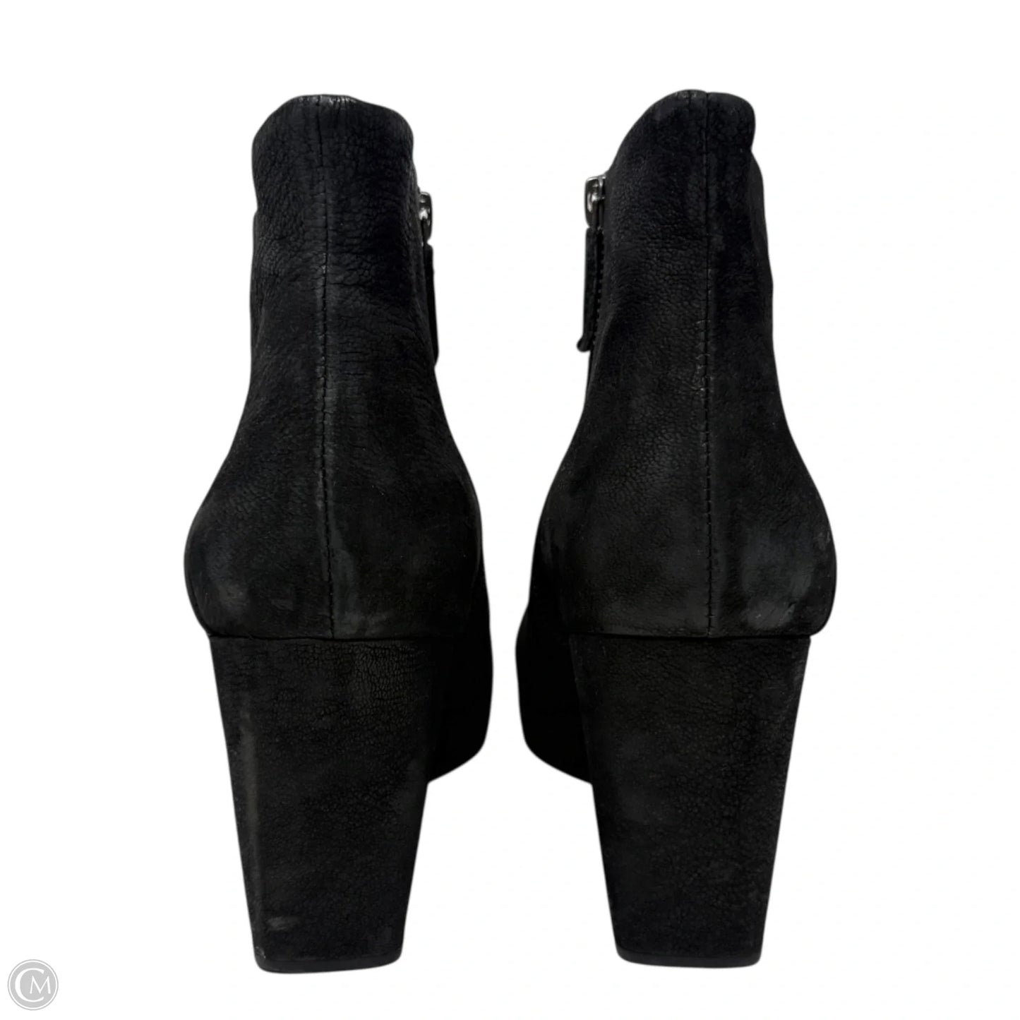 Coax Soft Grained Texture Leather Platform Booties By Eileen Fisher In Black, Size: 10