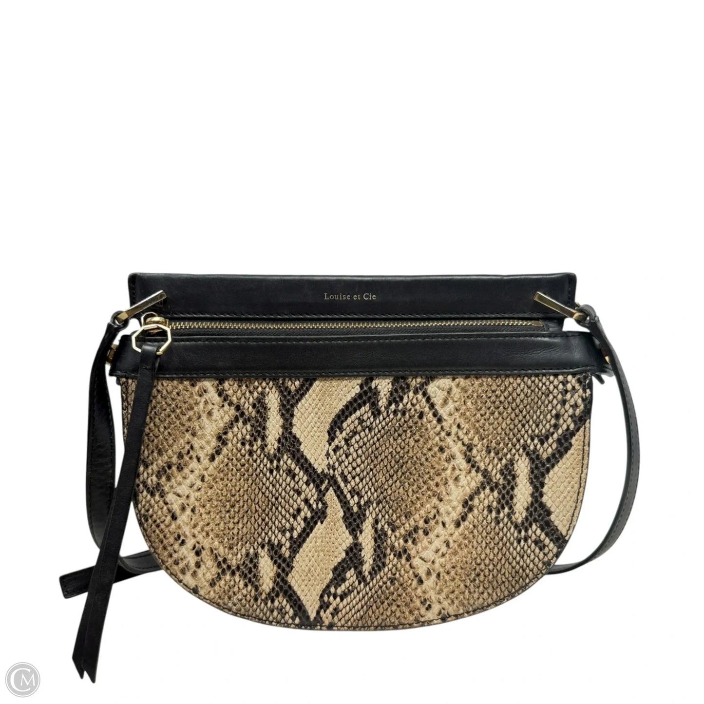 Rounded Snake Embossed Leather Crossbody Bag By Louise Et Cie, Size: Medium