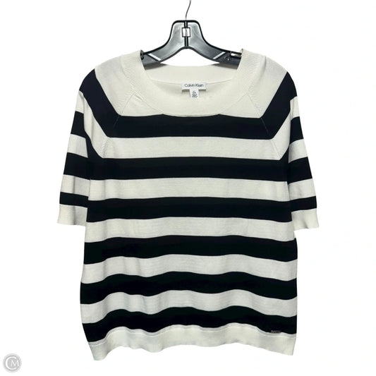 Sweater By Calvin Klein In Striped Pattern, Size: L
