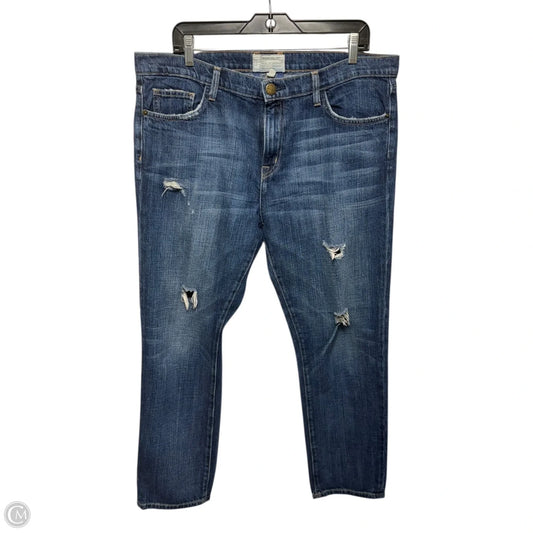 The Fling Distressed Boyfriend Jeans By Current Elliott In Blue Denim, Size: 14