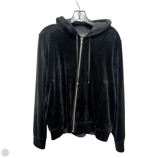 Velvet Sweatshirt Hoodie By Nicole Miller In Black, Size: Xl