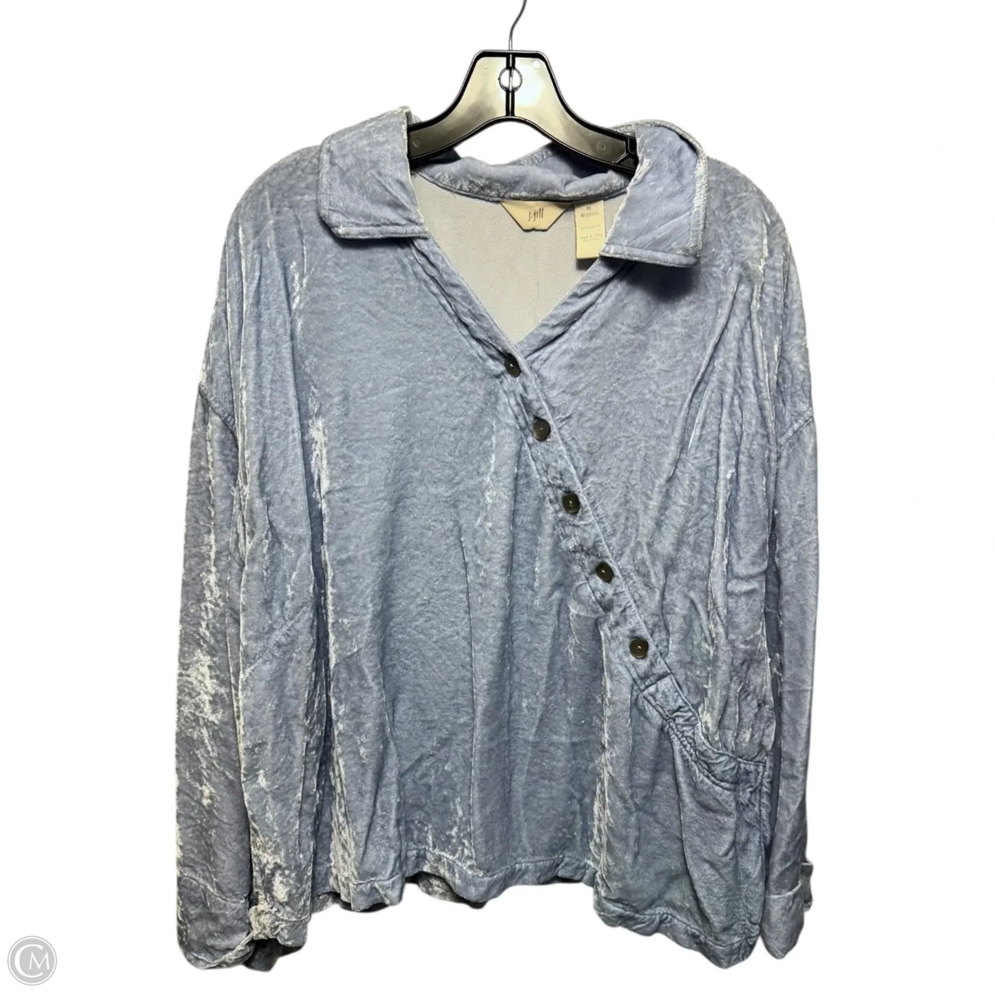 Velvet Top Long Sleeve By J. Jill In Blue, Size: 1x