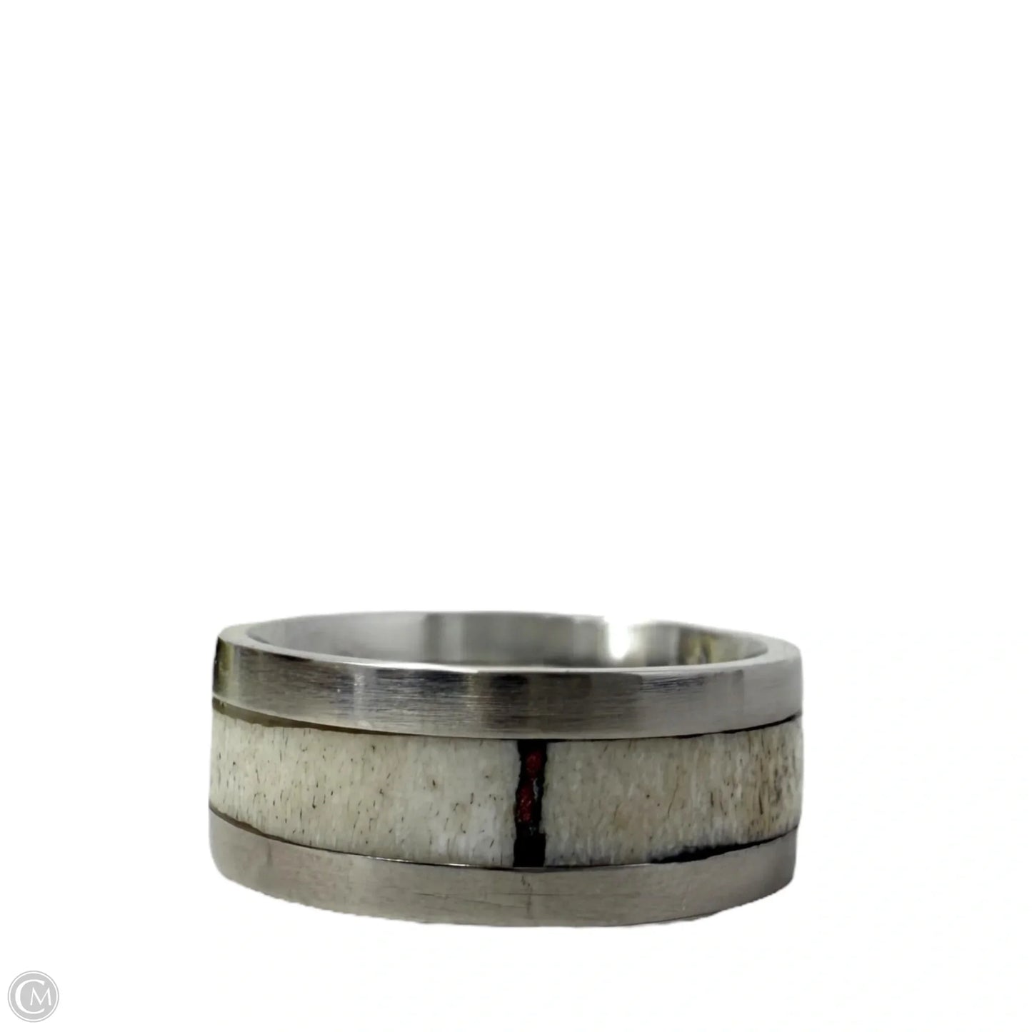 White Tail Antler With Copper Inlay Band Ring, Size: 8