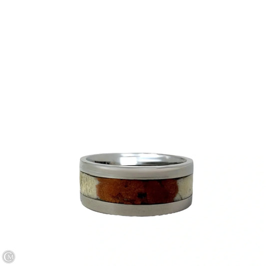 White Tail Antler & Copper Inlay Band Ring, Size: 8