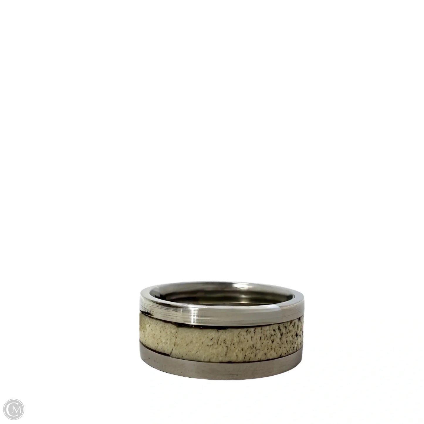 White Tail Antler & Copper Inlay Band Ring, Size: 8