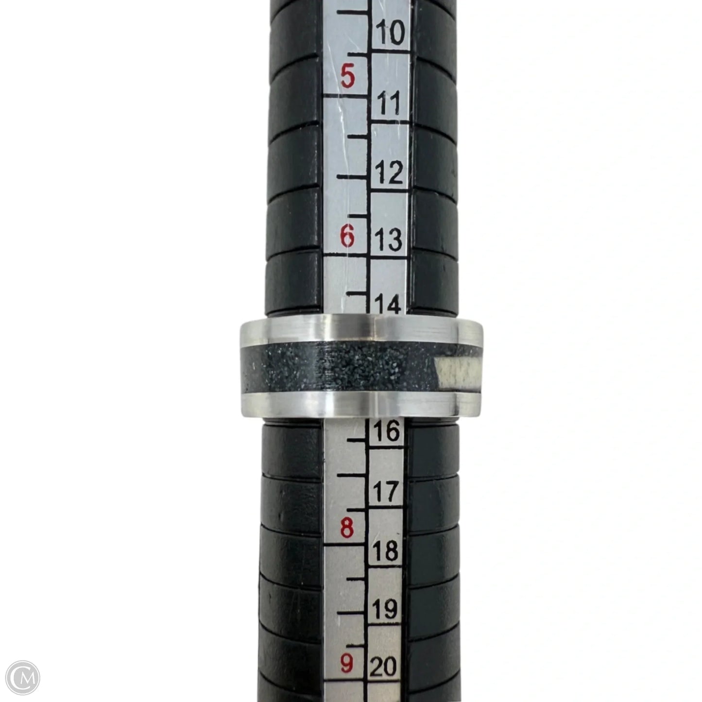 White Tail Antler & Black Quartz Inlay Band Ring, Size: 7