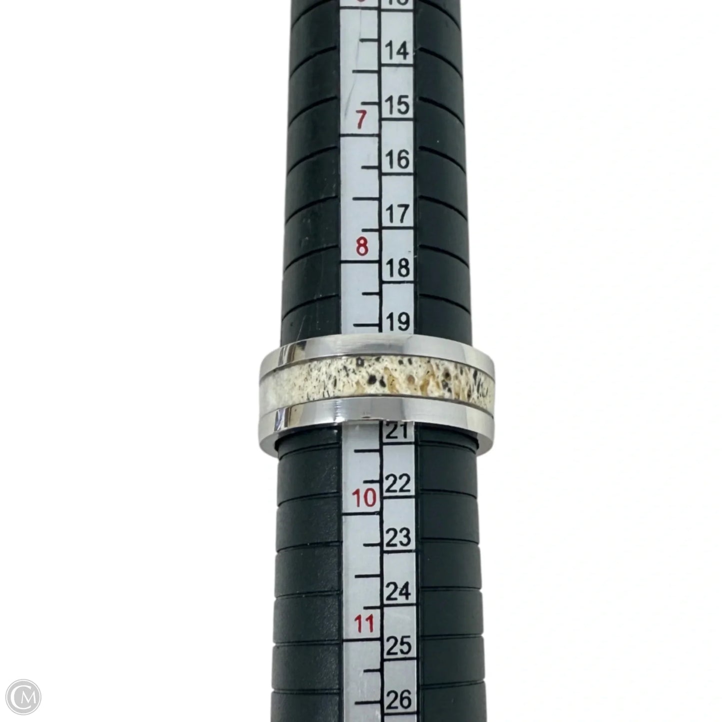 White Tail Antler & Crushed Turquoise Inlay Band Ring, Size: 9