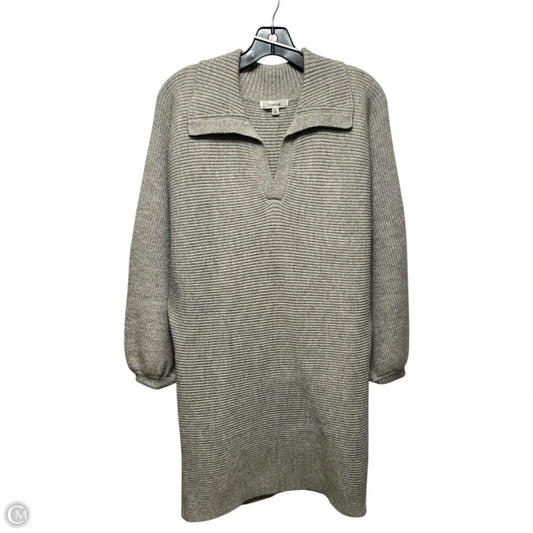 Knit Collared Dress Casual Short By Lalavon In Grey, Size: Lp