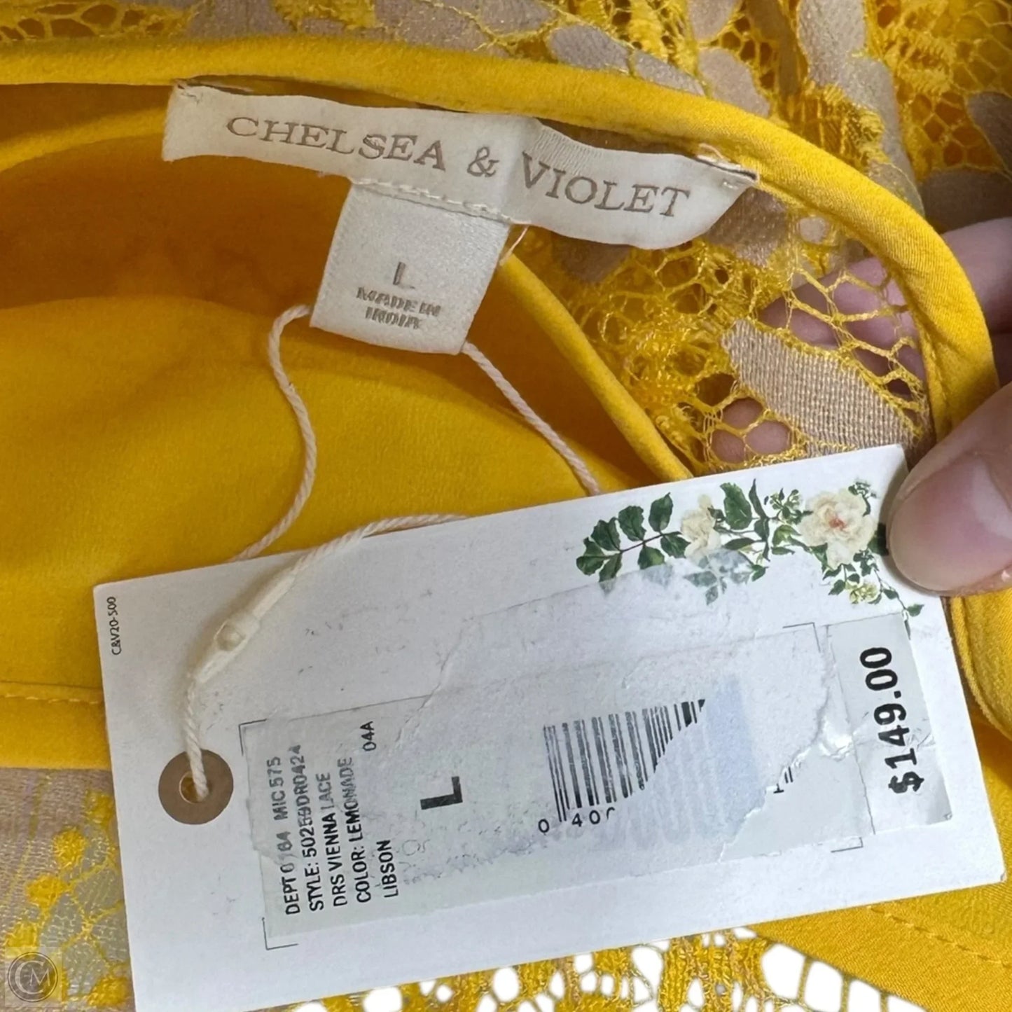 Lace Dress Party Long By Chelsea And Violet In Yellow, Size: L