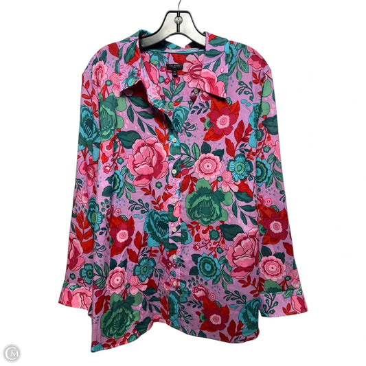 Top Long Sleeve By Talbots In Floral Print, Size: 2x