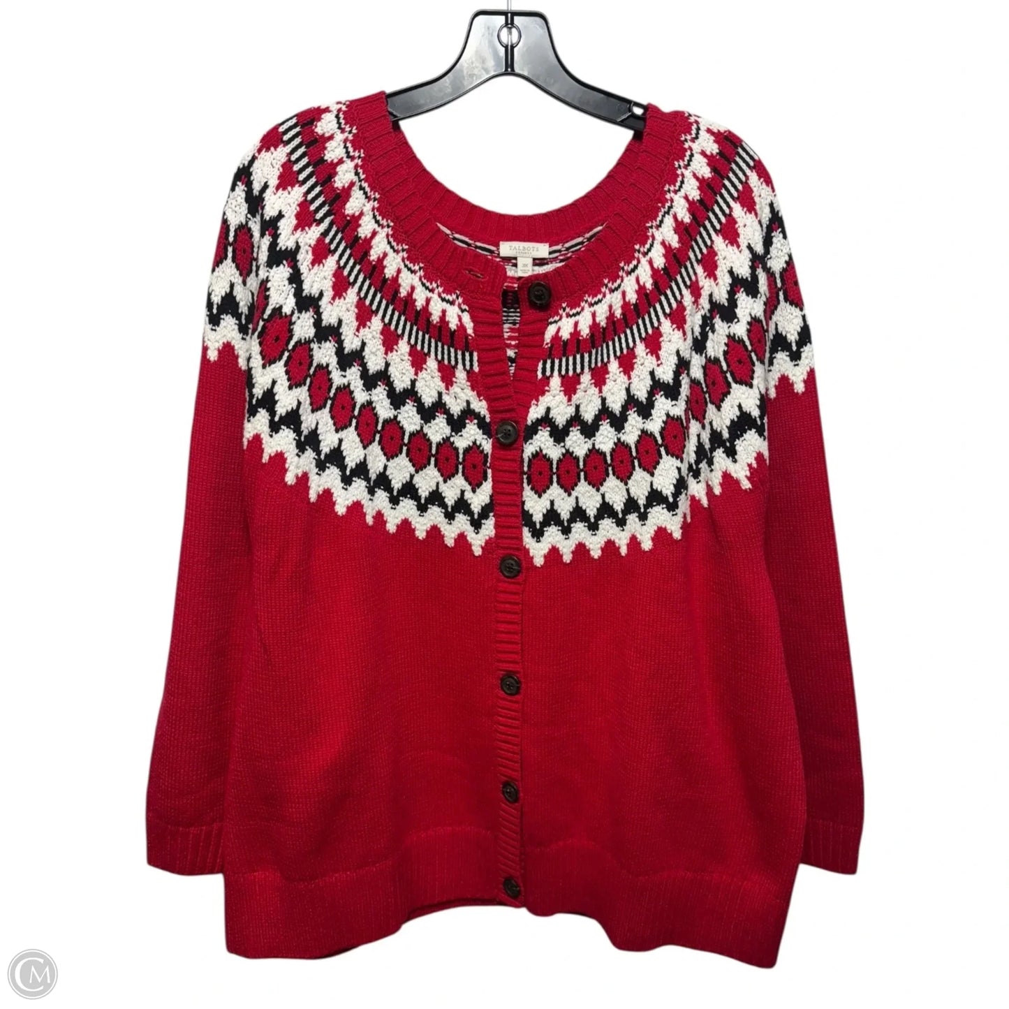 Sweater Cardigan By Talbots In Red, Size: 3x