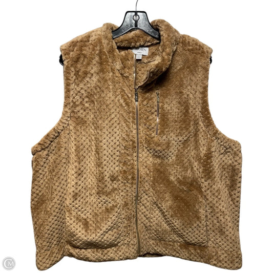 Vest Faux Fur & Sherpa By Carmen By Carmen Marc Valvo In Tan, Size: 3x