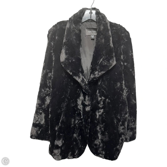 Faux Fur Coat By Karen Kane In Black, Size: 1X