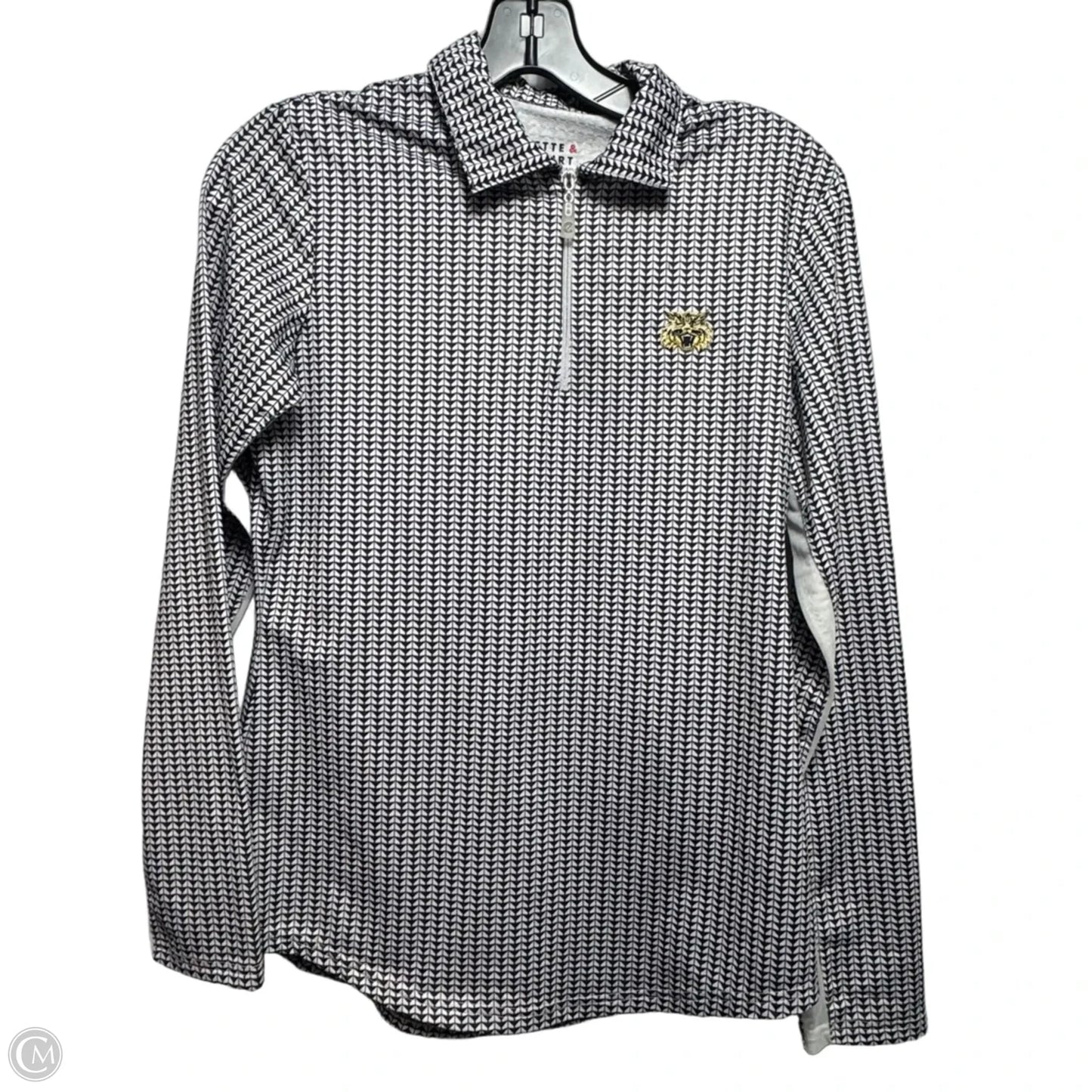 Athletic Top Long Sleeve Collar By Bette And Court In Black & White, Size: S