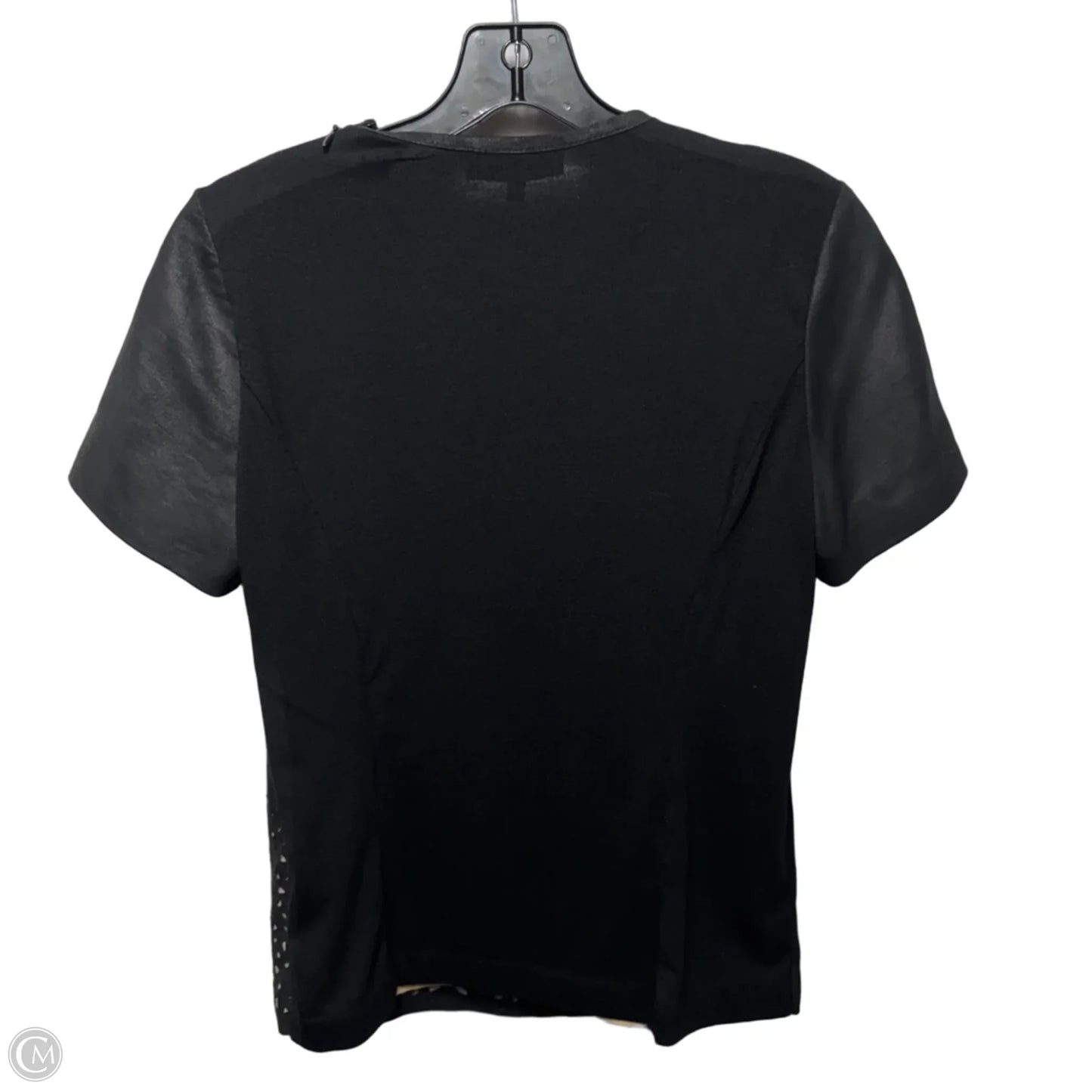 Laser Cut Leather Top Short Sleeve By Saks Fifth Avenue In Black, Size: S