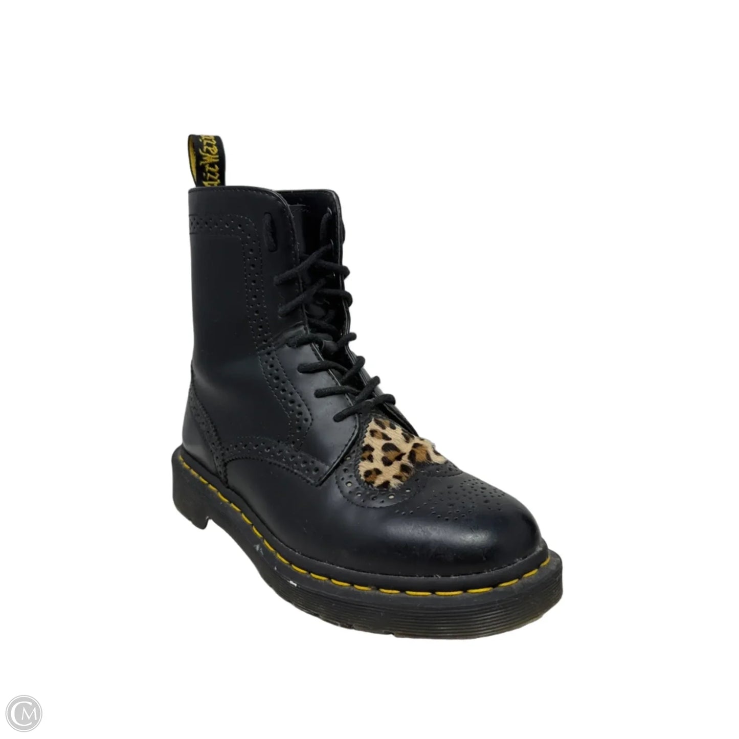 Bentley II Heart Black Leopard Combat Boots By Dr Martens In Black, Size: 7