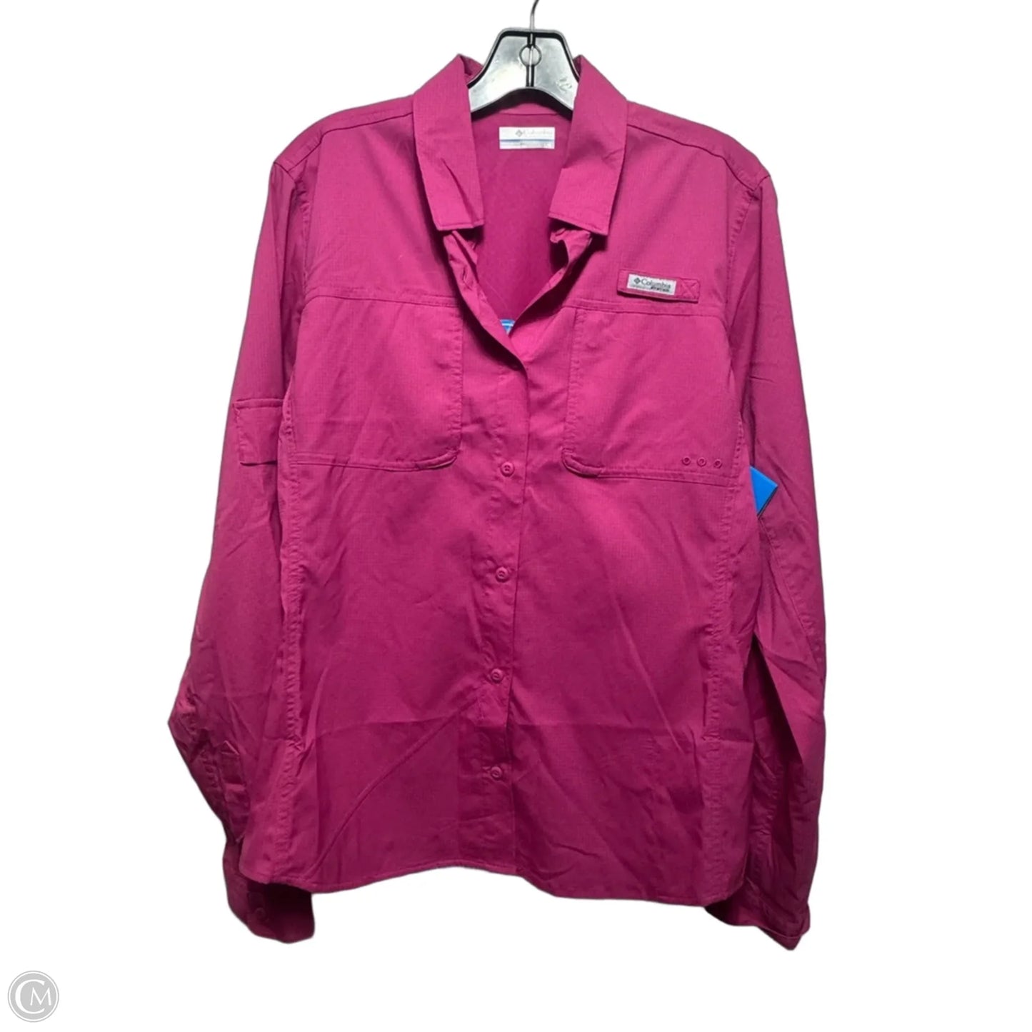 Athletic Top Long Sleeve Collar By Columbia In Pink, Size: L