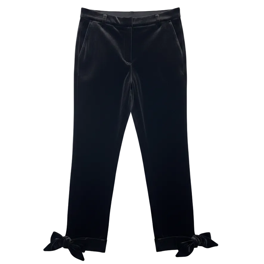Crushed Velvet Bow Pants Dress By River Island In Black, Size: 8