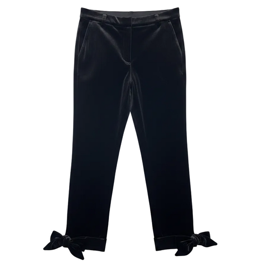 Crushed Velvet Bow Pants Dress By River Island In Black, Size: 8